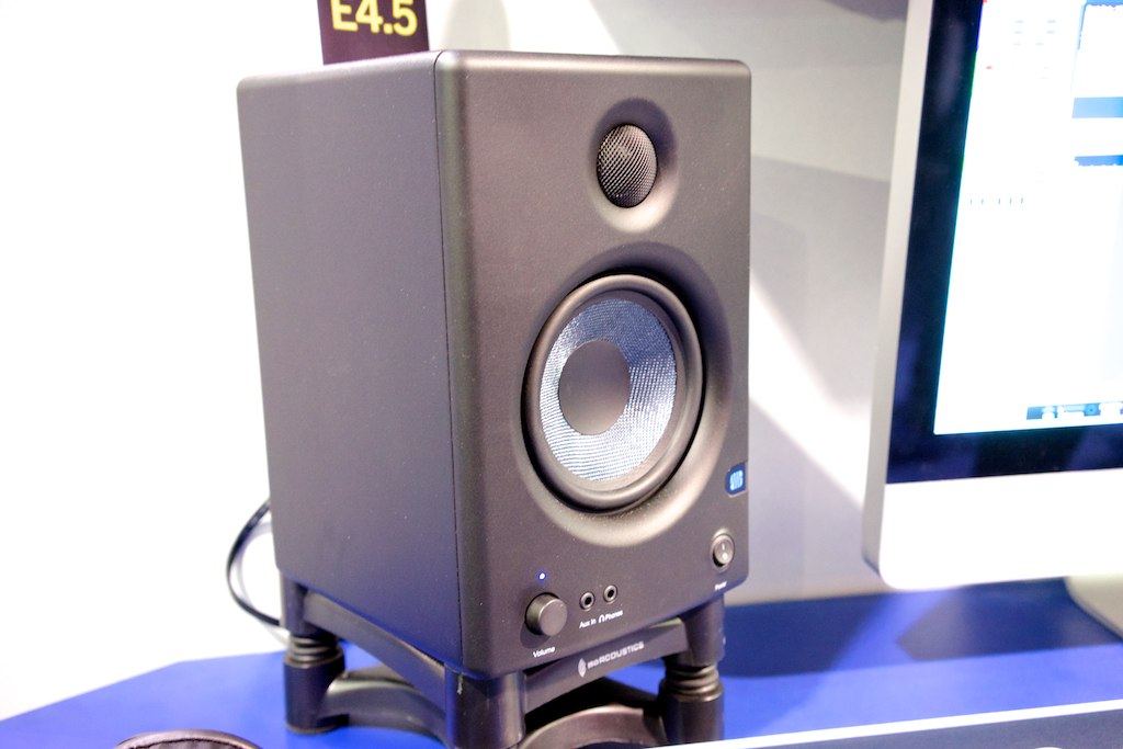 PreSonus Eris E4.5 active studio monitor on a desk