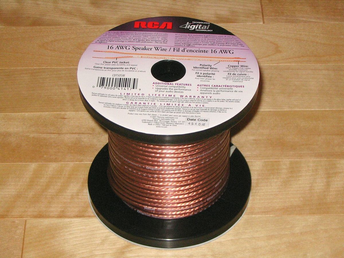 Spool of clear-jacketed copper speaker wire